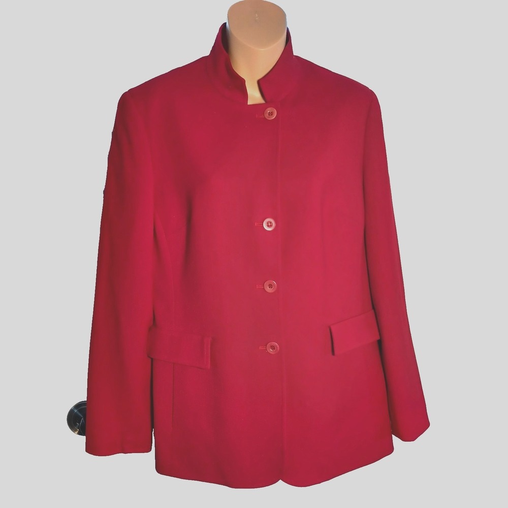 Talbots Red Wool Stretch Blazer Jacket Stand Collar Womens 6 Professional Career